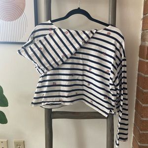 Madewell Women’s Cropped Strip Long Sleeve Top